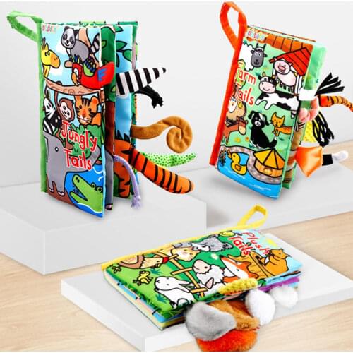 Cute Animals Tails Rattle Soft Baby Cloth Book Educational Baby Book Toys For Babies Development Toys 0-3 Years