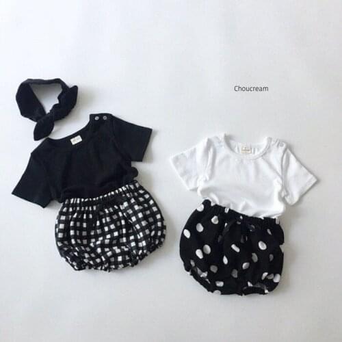 PIZZSEOON Fashion Baby Clothing Set Summer Baby Girl Short T-shirt+Polka Dot Pants 0-18month Cotton New Born Baby Girl Clothes