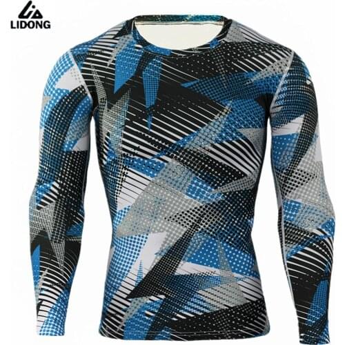 Compression Running T Shirt O-neck Men Long Sleeve Sport Camouflage Tights Fast Dry Fitness Gym Basketball Trainning T-shirts