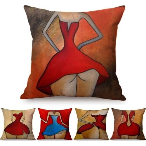 Red Sexy Girl Show Perfect Body Men Like Ass Print Sofa Cushion Cover Modern Behavior Art Painting Home Decorative Pillow Case