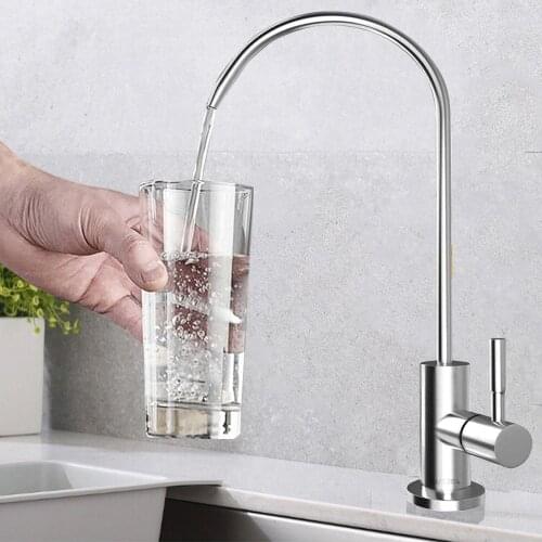 Kitchen Water Filter Brass Faucet Chrome Plated 1/4 Inch Connect Hose Reverse Osmosis Filters Parts Purifier Direct Drinking tap