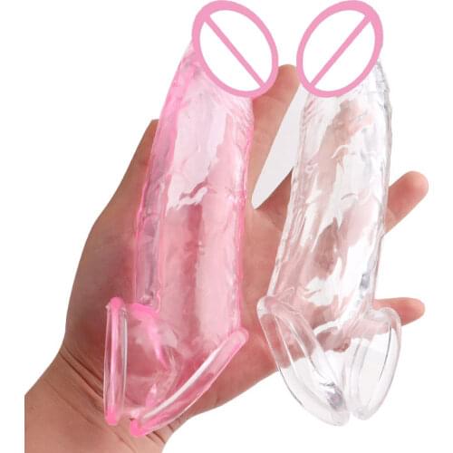 Reusable Lengthening Enlargement Condom Silicone Penis Extension Dildo Sleeve for Men Adults Intimate Goods Cock Rings Sex Toys
