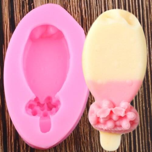 Ice Cream Silicone Mold Baby Birthday Fondant Cake Decorating Tools DIY Cupcake Baking Mould Chocolate Candy Polymer Clay Moulds