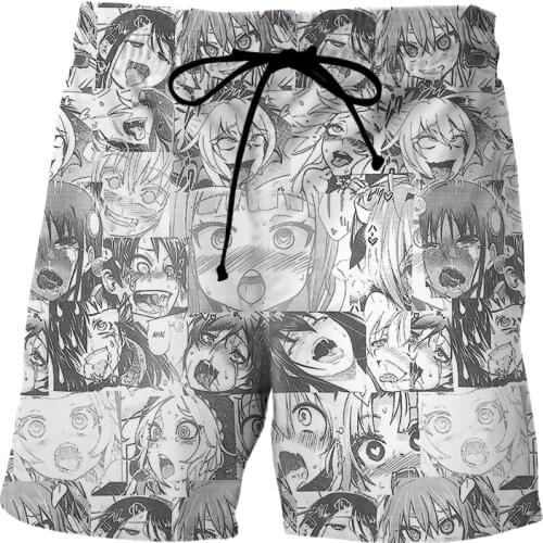Japanese anime swimsuit 3D Print Mens Shorts Beach Shorts Island Vacation Summer Casual Loose Sport Short pants swim shorts men