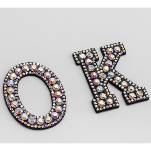 A-Z 1pcs AB Rhinestone English Alphabet Letter Applique 3D Iron On letters Patch For Clothing Badge Paste For Clothes Bag Shoes