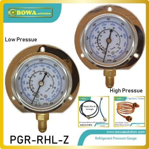 One pair of R410a & R32 radial pressure Gauges include 2.8MPa and 5.5MPa to set up superheat or sucool in reversed carnot cycle