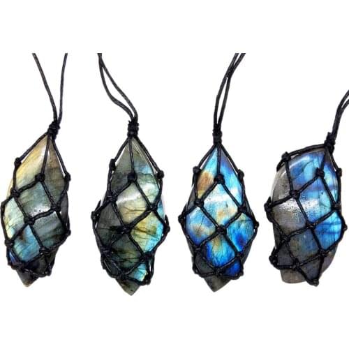 Labradorite Healing Necklace Natural Polished Raw Stone Pendant Crystal Energy Necklace Jewelry For Men Women Random