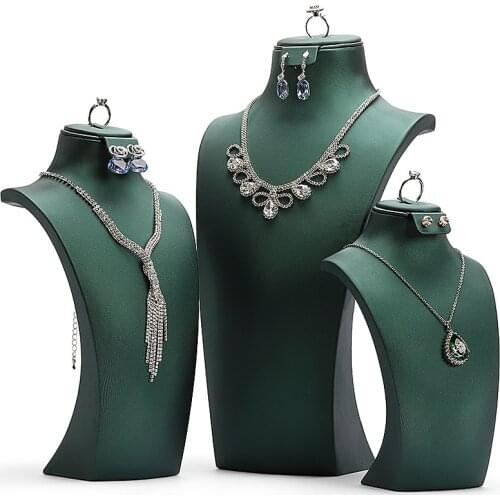 PU jewelry shop window decoration necklace shelf display props portrait neck ring earring necklace display stand set