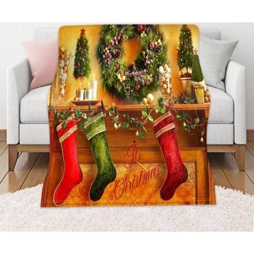 Merry Christmas 3D Printed Cartoon Flannel Blanket for Beds Throw Blanket Kids Adults Custom Decorations Luxury New Cute Gifts
