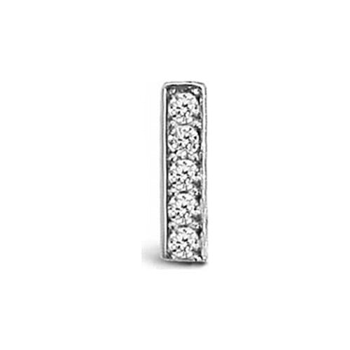 Argentum Concept- I Letter Studded Silver Single Earrings-K077601