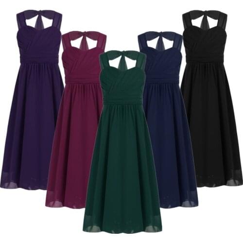 Girls Sleeveless Chiffon Flower Girl Dresses Princess Pageant Wedding Kids Dresses For Girls Summer Evening Party Long Dress