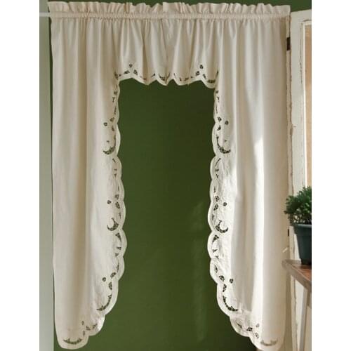 Roman Curtain Drawnwork Hollow Embroidery Retro Big Hem Cotton Christmas curtain Triangular Curtain for Kitchen Cabinet Door