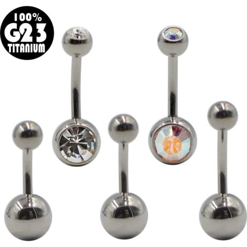 1pcs G23 Titanium Double Gem Navel Piercing Crystal Rhinestone Belly Button Rings Navel Piercing Ombligo Nombril Body Jewelry