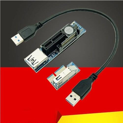 USB 3.0 PCI-E X1 Extender Cable Power SATA Extension Cord PCI Express 1X Riser Expansion Card for PC Network Cards Graphics Card