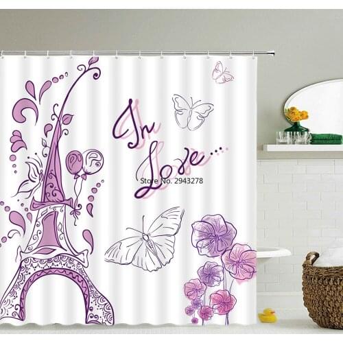 Waterproof Shower Curtains Pink love Romance Girl 3d Bathroom Curtains With Hooks Decoration large 240X180 Printing Bath Screen