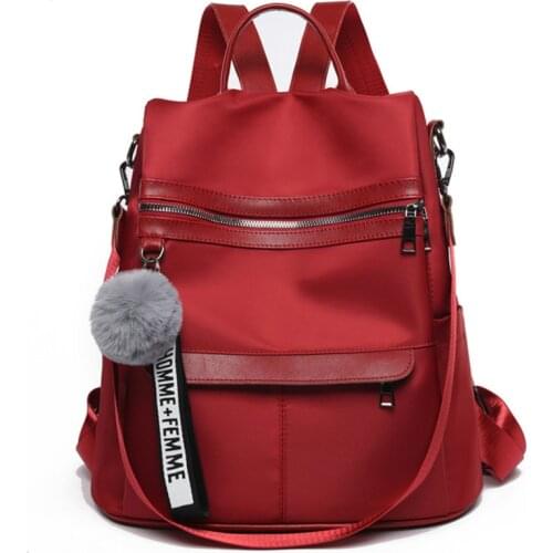 2020 New Quality Backpack Waterproof Anti-theft Oxford Cloth Simple College Wind Bag Youth Girl Backpack Gift Hair Ball Pendant