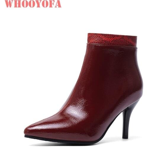 Winter Brand New Comfortable Red Gray Women Ankle Boots Fashion High Heels Lady Shoes WA224 Plus Big Small Size 11 30 43 48