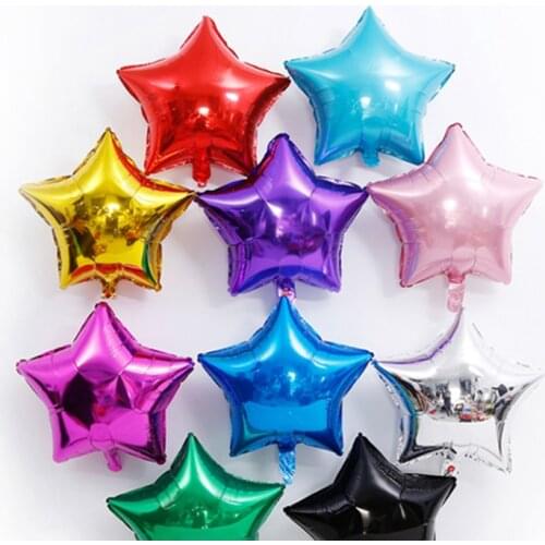 10pcs 5/10inch Multicolor Star Heart Foil Balloons Wedding Birthday Party Backdrop Decor Air Inflatable Child Gift Toy Supplies