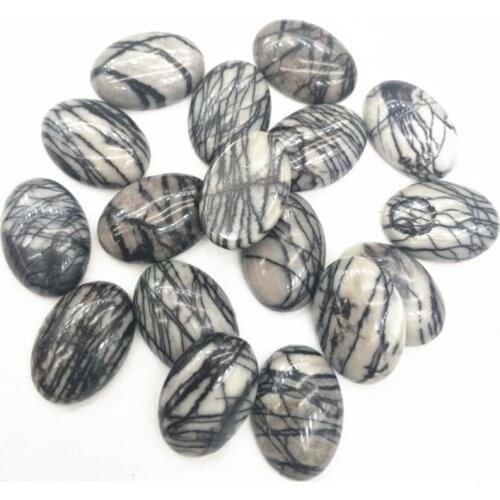 10PCS Nature Black Line Stone Cabochons Oval Shape 18X25MM No Hole DIY BEADS Accessories Free Shippings Faster Wholesale