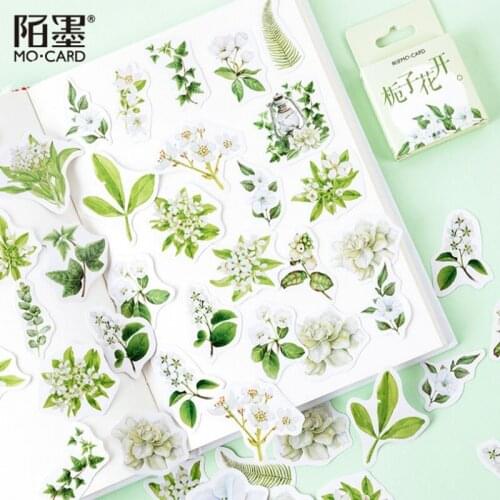 46pcs Plant Flower Boxed Stickers DIY Handmade Photo Album Scrapbook Mini Decoration Planner for Travel Case Phone Case