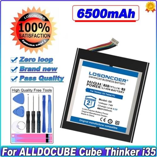 LOSONCOER 6500mAh Battery For ALLDOCUBE Cube Thinker i35 Tablet PC Kubi 10 Lines+Plug Batteries
