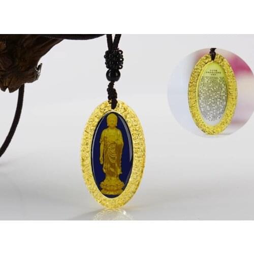 Asia HOME pocket travel efficacious Mascot Bless Safe healthy GOOD luck Tathagata Buddha Crystal Pendant Buddhist Mantra Amulet