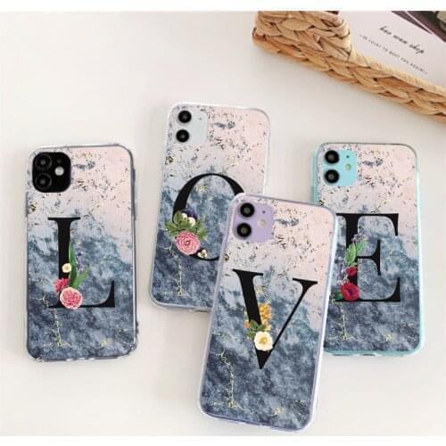 Alphabet Letter Phone Case For iphone 11 12 Pro Max Fundas For iphone 12 Mini X 6s 6 Plus Transparent Shockproof Back Cover