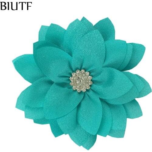 10pcs/lot 9cm Multy Layer Fabric Flower with Rhinstone Button Fashion Headwear Flower Hair Accessories DIY Boutique TH300