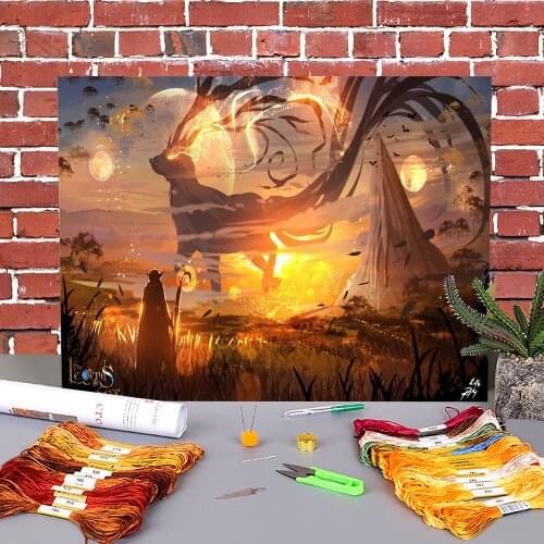 Scenery Something Beautiful Printed Fabric 11CT Cross Stitch Set Embroidery DMC Threads Handicraft Sewing Knitting Magic