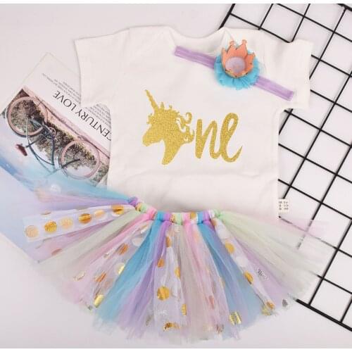 Baby Girl Unicorn Birthday Tutu outfit 1st Birthday Party costume Baby Shower Party Birthday Tutu Outfit 3pcs/set 0-24M