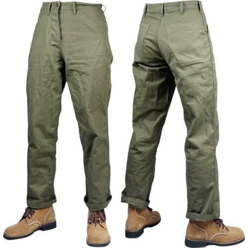 World War II United States Army Marine Corps HBT cotton uniform trousers outdoor trousers green