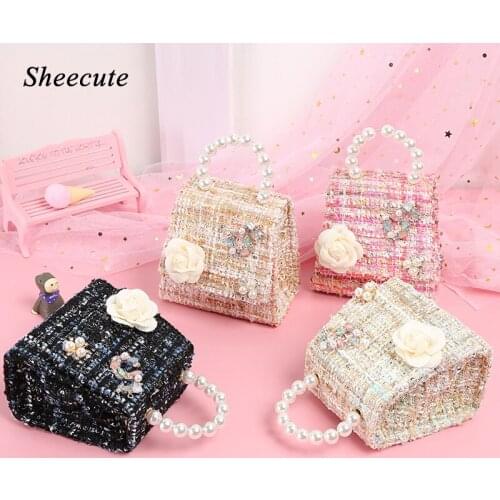 Mini Crossbody Bags for Girls Flower Pearl Handbag Fashion Portable Messenger Kids Shoulder Bags Small Coin Purse Girls Bags