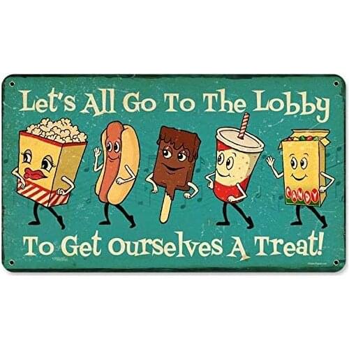 Nostalgic Film Movie Cinema Theater Snack Bar Tin Sign Unique Game Room Metal Sign Outdoor Indoor Wall Panel Retro Vintage