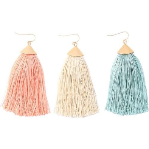 ZWPON New Cotton Long Fringe Tassel Earrings for Women Fashion Jewelry Wholesale