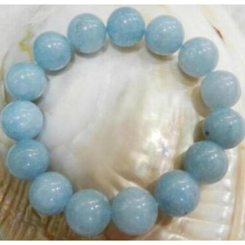 New hot 12MM BRAZILIAN AQUAMARINE GEMS ROUND BEADS STRETCHY BRACELETS 7.5" AA