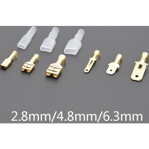 100pcs 2.8/4.8mm/6.3mm Male/Female Spade Crimp Terminals Electrical Insulating Sleeve Wire Connector for 22-16 AWG 0.5mm2-1.5mm2