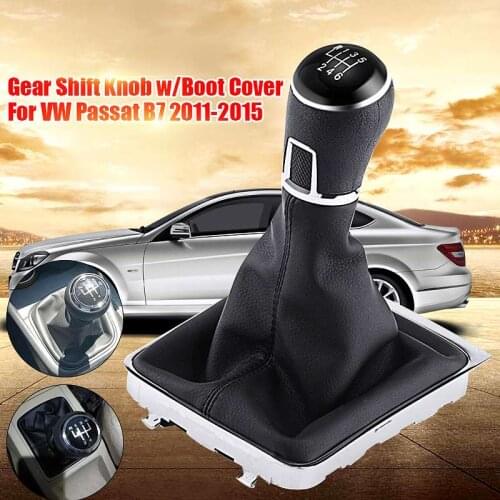 12mm 6 Speed Manual Car Gear Shifter Shift Knob With Leather Gaiter Boot For VW For Passat B7 2011-2015 12mm 3AA711113A