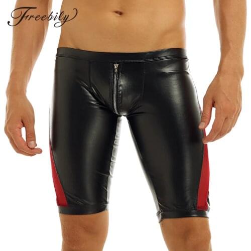 Sexy Mens Zipper Crotch Mesh See-through Splice Low Rise Slim Fit Tight Jockstraps Boxer Shorts Evening Party Clubwear Costumes