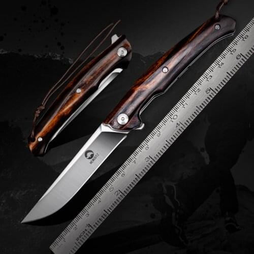 Folding Pocket Knife Bohler M390 Blade Ironwood Handle EDC Self Defence Knives for Camping Outdoor Activities Survival