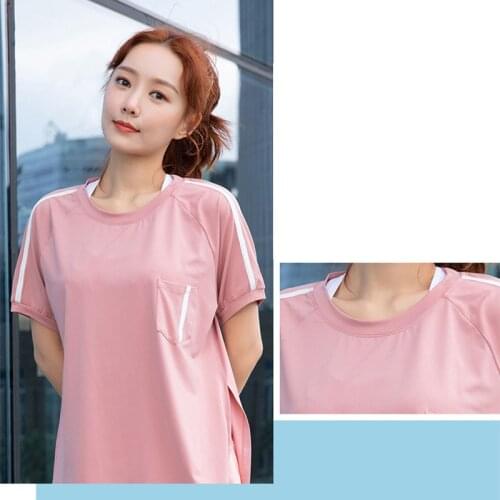 Plus Size S-3XL Sports Shirts Women Fitness Yoga Tops Gym Workout Running Short Sleeve Loose Sport T-Shirts Fitness Crop Tops