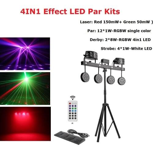 New Light Stand LED 4 Par Combined Effect Light Stage Lighting Derby Strobe Wash Laser Light Effect Party Lighting For Bar Disco
