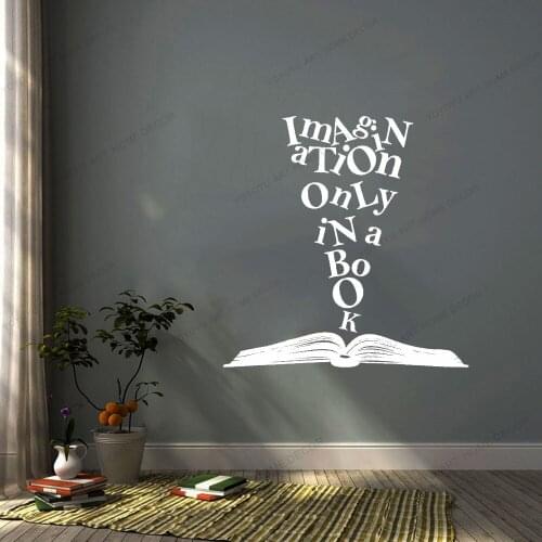 Imagination Olny In A Book Quote Art Home Decor Wall Decal Vinyl Sticker Book Library Bedroom Living Room Decoration CX771