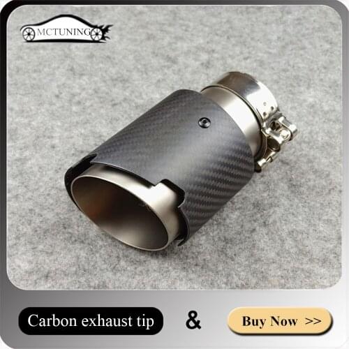 Inlet 63mm Outlet 89mm Matte Carbon fiber + Matte Stainless steel Exhaust Muffler Pipes Universal Automobiles Accessories