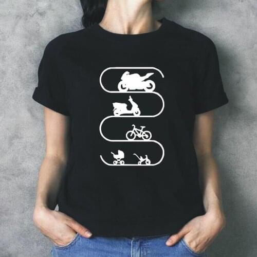Funny Baby Carriage Buggy Tee Shirt Femme Tshirt Women 2021 Summer Baby-Car Bike Bicycle Motorcycle Evolution T Shirt Women Tops