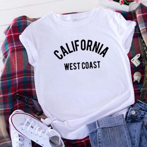Women Tee Shirt Femme T-shirt White Camisetas Mujer California West Coast Summer T Shirt Women Short Sleeve Funny Tshirt