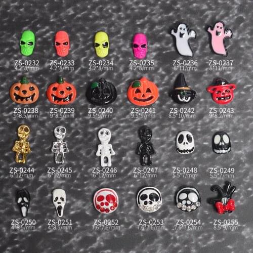 1pc New Halloween 3D Nail Art Decorations Alloy Skeleton Pumpkin Ghost Mask DIY Charm Jewelry Holiday Nail Polish Accessories