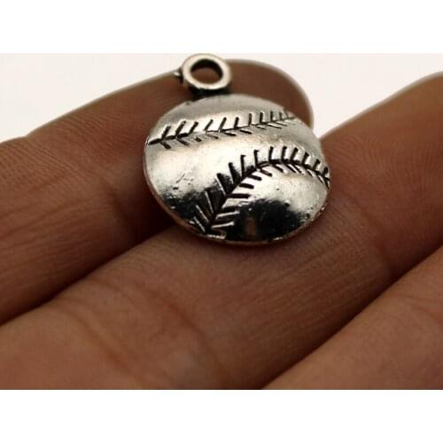 20pc Wholesale Price Baseball Charms 14*18mm Antique Silver Plated Pendant For Handmade Jewelry Accessories