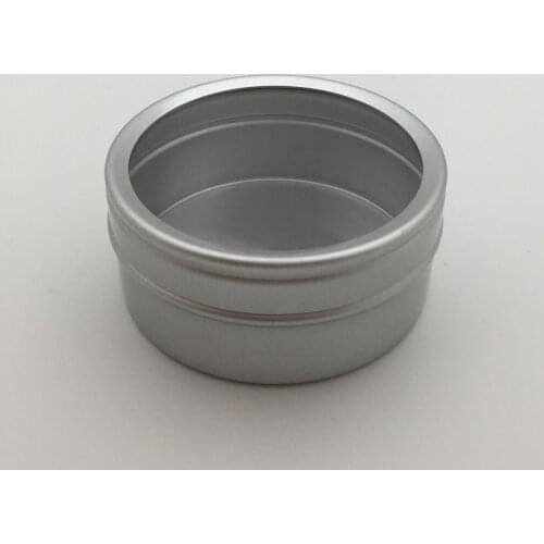 40g X 50 empty skin care cream aluminum containers with window cap,metal aluminum jar window lid ,metal bottle tin pot can