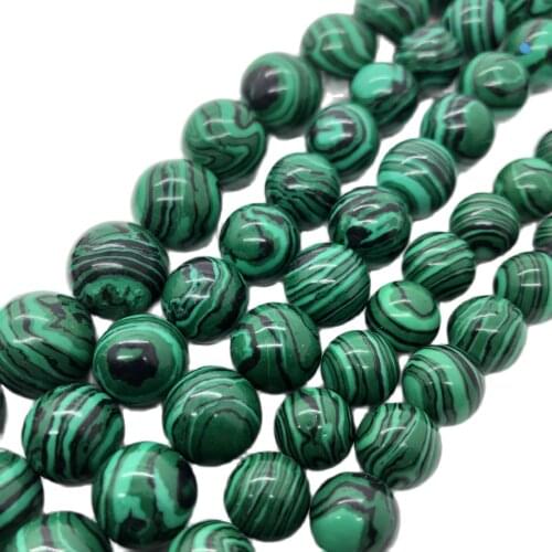 4 6 8 10 12mm Round Natural Stone Beads Matte Synthetic Malachite Loose strand Beads For Bracelet Necklace Jewelry Making