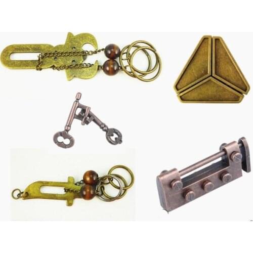 Boutique Metal IQ Brain Teaser Baffling Magic Puzzles Bronze Color
